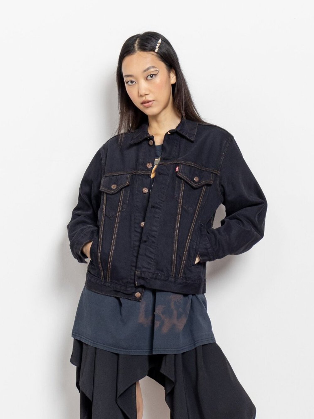 BLACK LEVI'S JACKET Vintage Jean 90's / Small